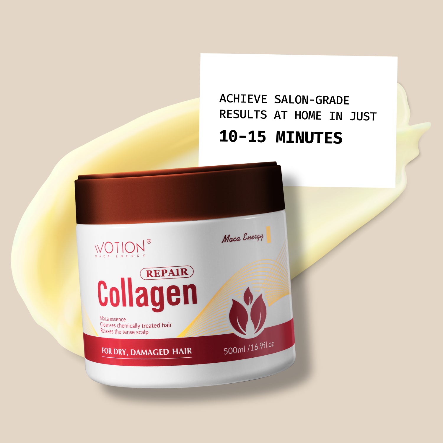 WOTION Collagen Hair Treatment Deep Repair Conditioning Argan Oil Collagen Hair Mask Essence for Dry Damaged Hair All Hair Types 16.90 oz 500ml